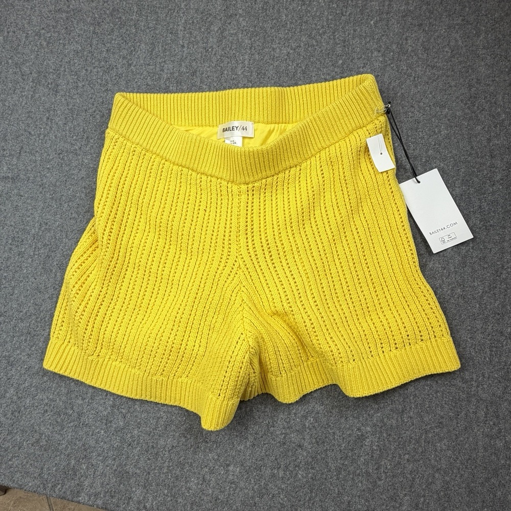 Bailey/44 Yellow Open Knit Lined Shorts Size Medium NWT Resort Wear Fun Bright